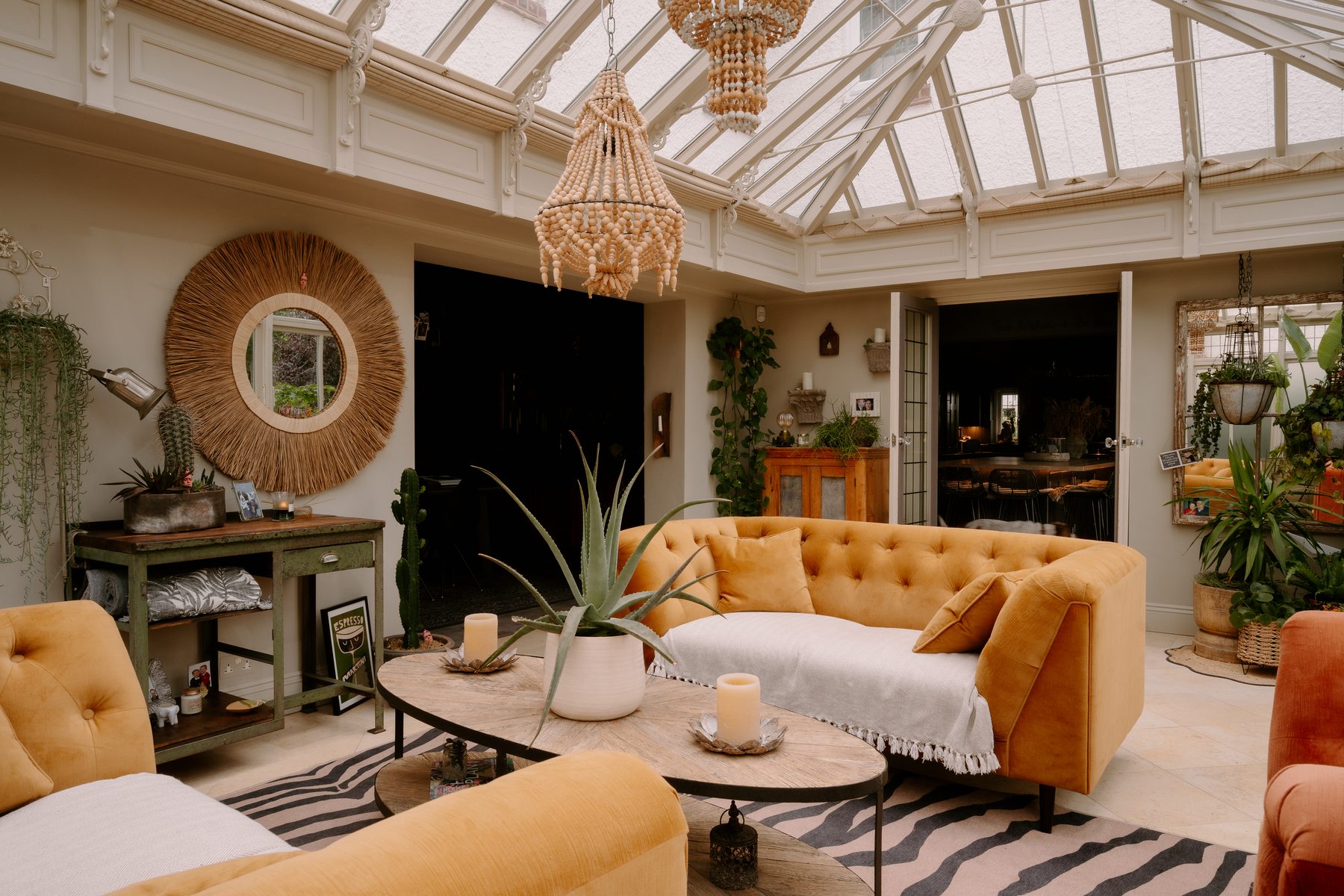 Wide professional view of the light-filled orangery