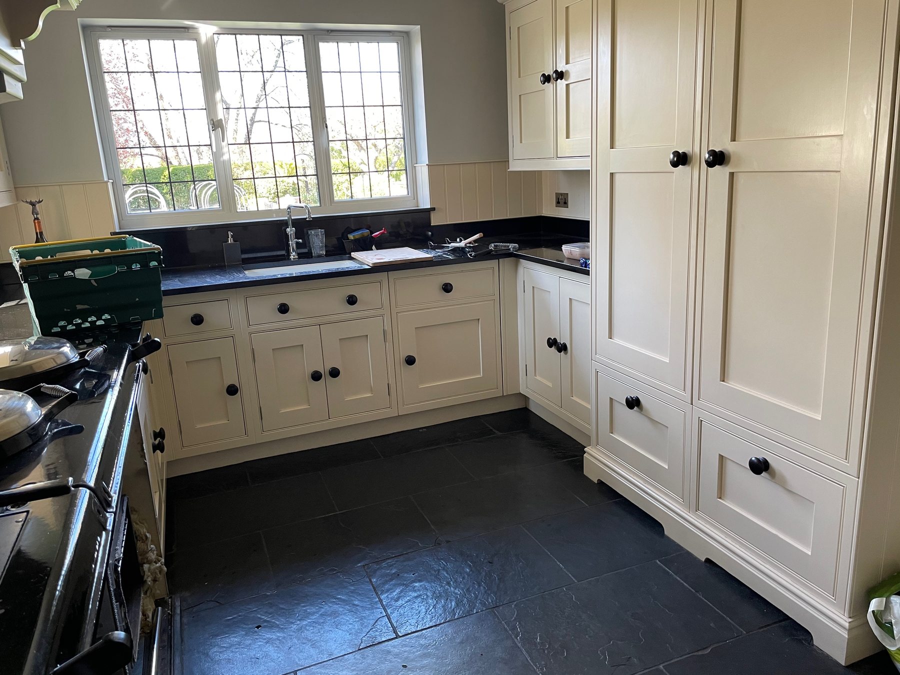 The original cream kitchen before work began