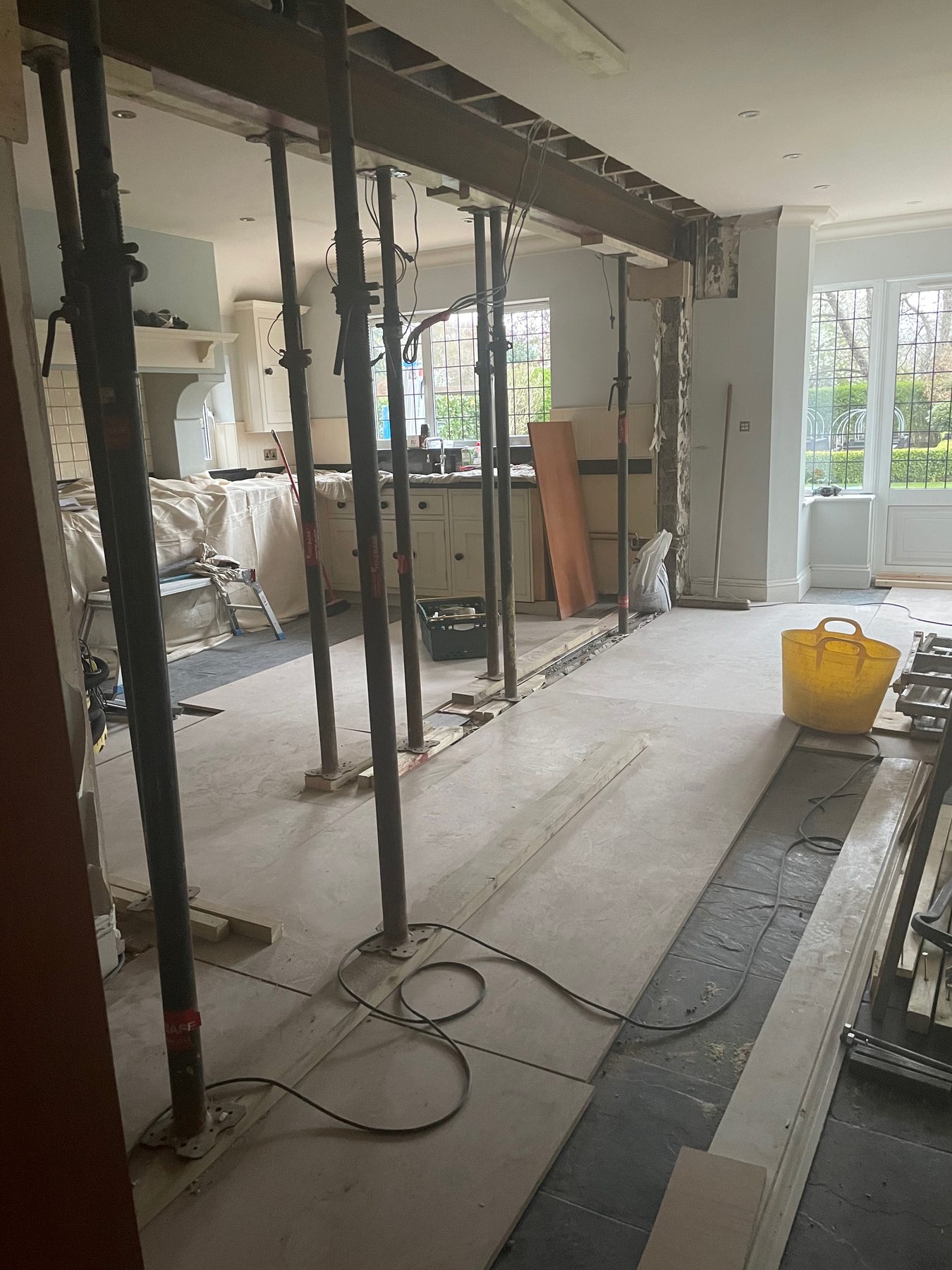 Steel supports in place while the kitchen wall was removed