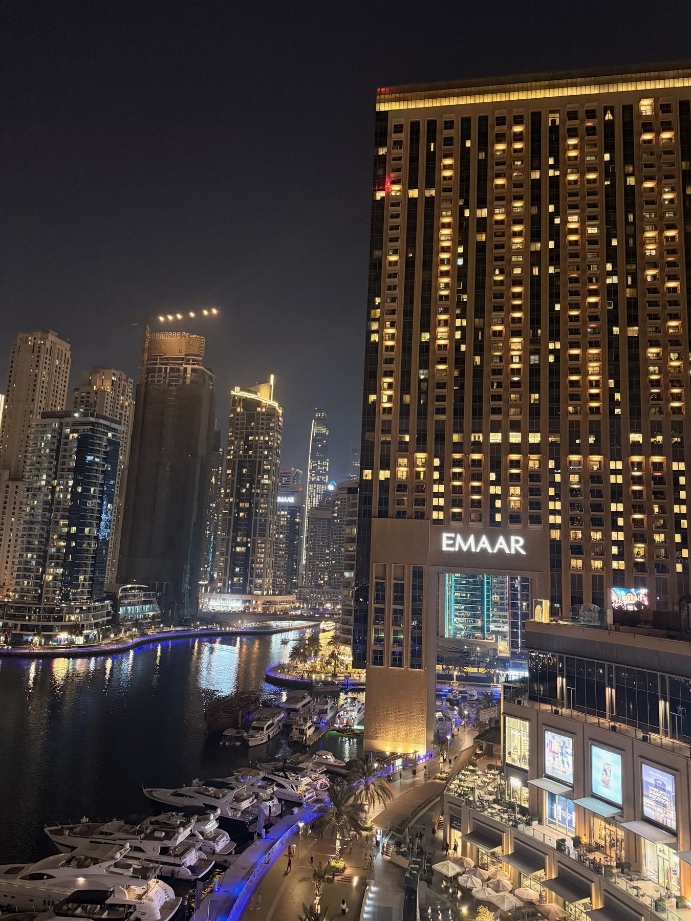 Dubai skyline illuminated at night